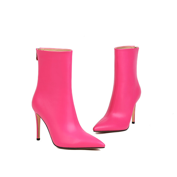Women's Pointed Toe Stiletto High Heel Ankle Boots with Metal Decoration - Image 5