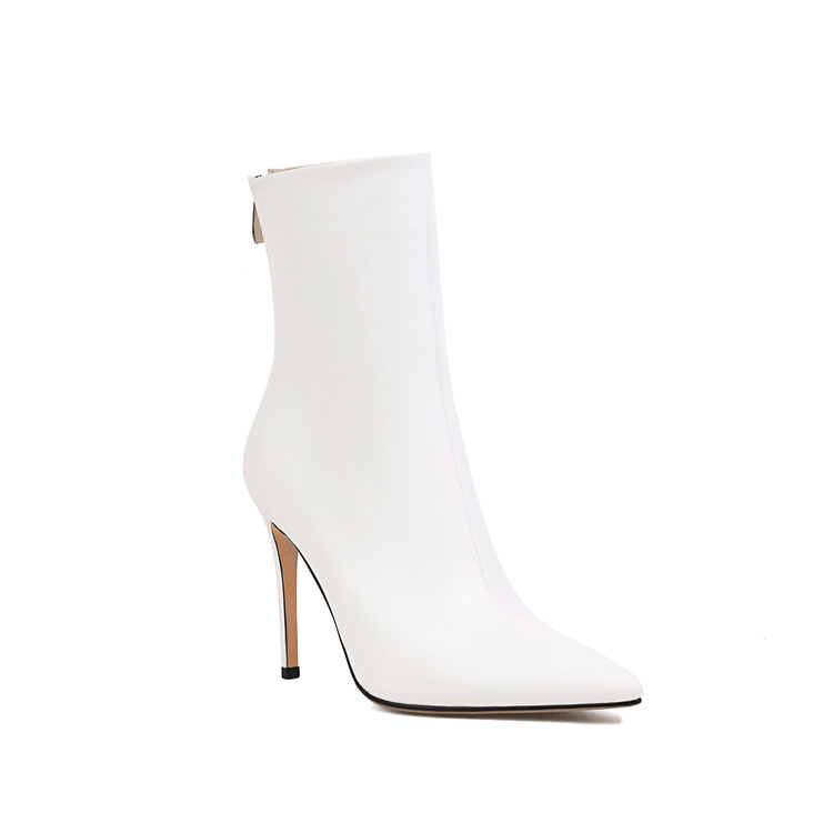 Women's Pointed Toe Stiletto High Heel Ankle Boots with Metal Decoration - Image 3