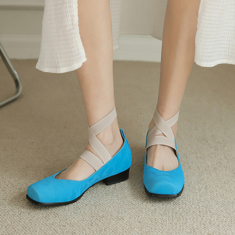Sweet Square Toe Chunky Heel Slip-On Flats for Women - Image 5