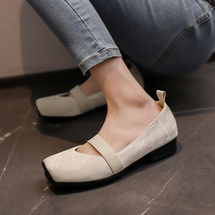 Women's Sweet Flat Shoes Slip-On Square Toe Color Block - Image 4